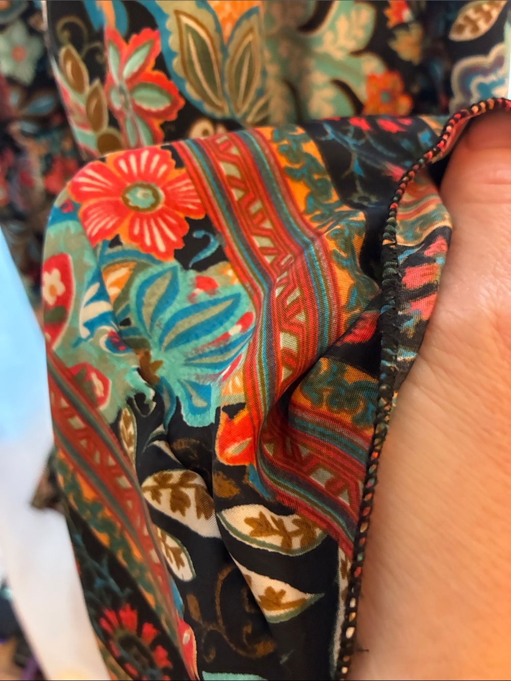 Boho Silky Floral Tiered Maxi Dress - Black/Multi-Colored- Size Small- NWT - Picture 11 of 13